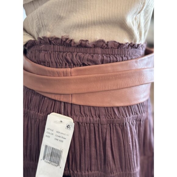 Womens ADA Wrap Belt Cinder Rose Pink Leather $89 NEW main image 6